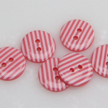 Striped Polyester Buttons - Cerise