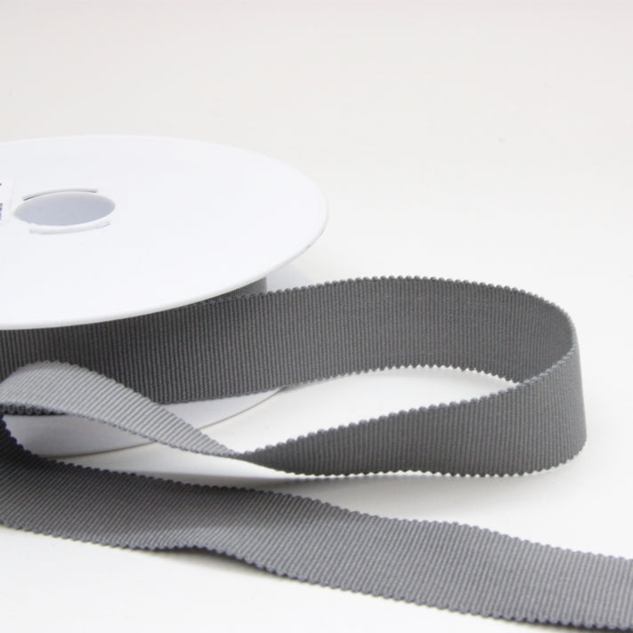 Cotton Grosgrain Ribbon 25mm - Smoke Grey