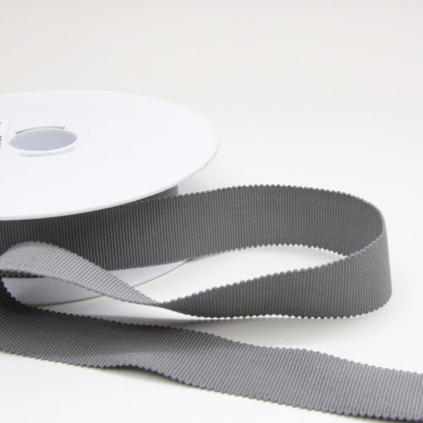 Cotton Grosgrain Ribbon 25mm - Smoke Grey