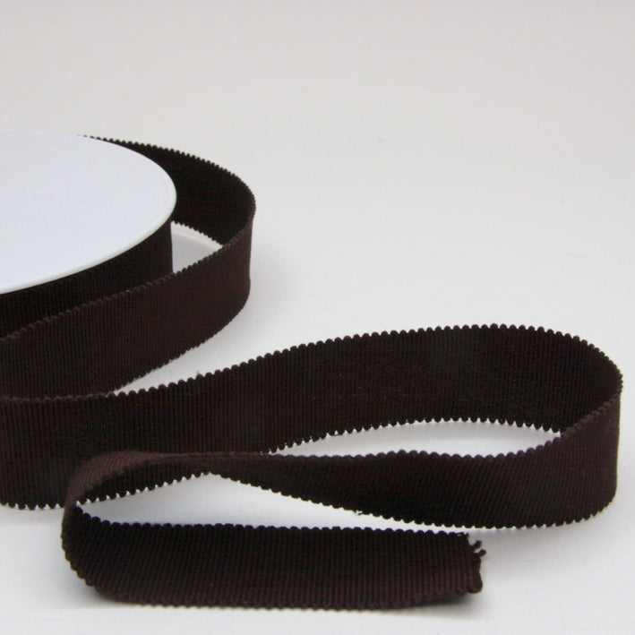 Cotton Grosgrain Ribbon 25mm - Chocolate