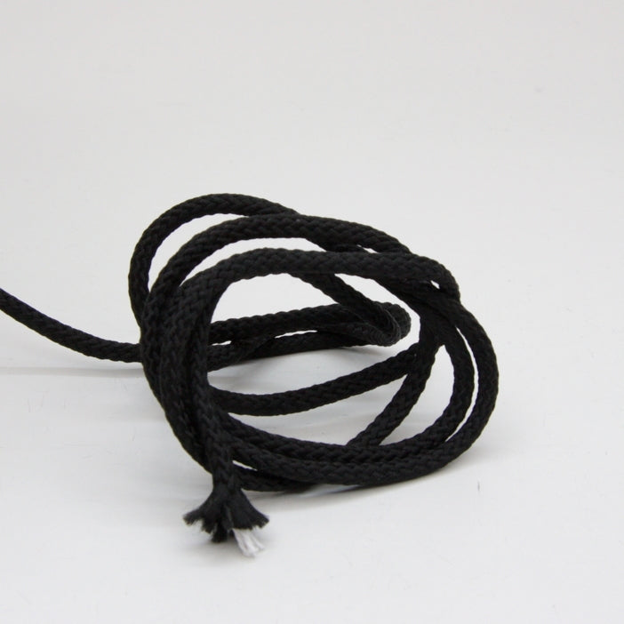 Cable Draw String Polyester Drawstring Cord 4mm - Black | Ribbons And Trims | Ray Stitch