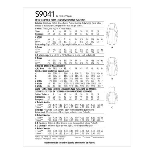 Simplicity 9041 - Misses' Dresses In Three Lengths With Sleeve Variations