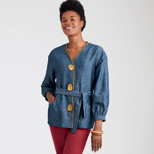 Simplicity 9047 - Misses' Unlined Jacket With Waist Belt