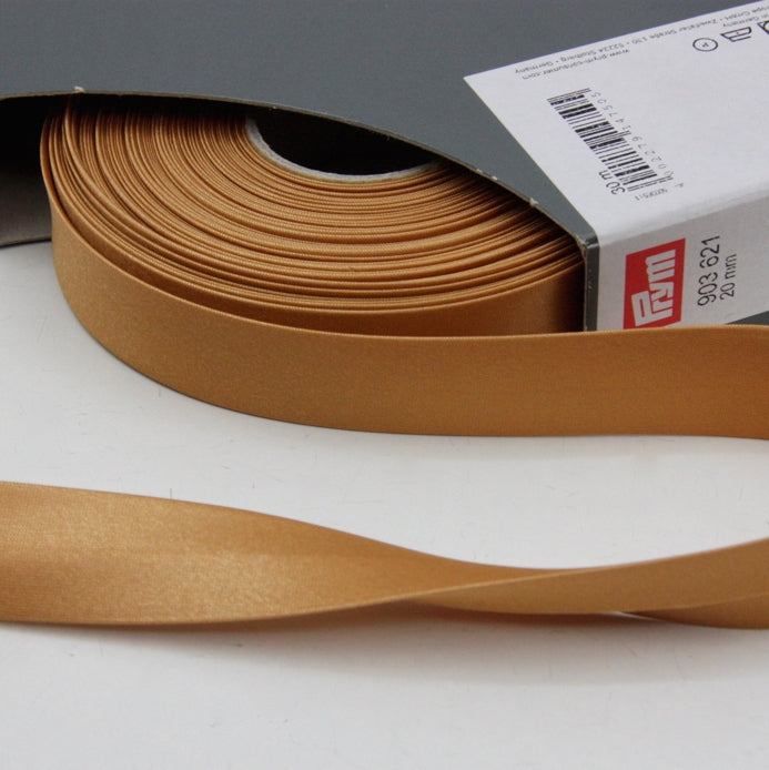 Prym Satin Bias Binding 20mm - 621 Honey