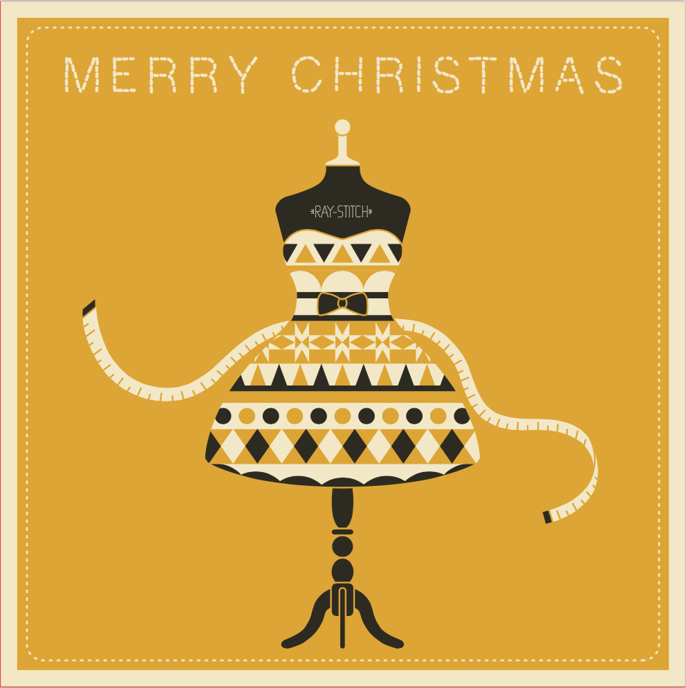 Ray Stitch Christmas Card Set of Three