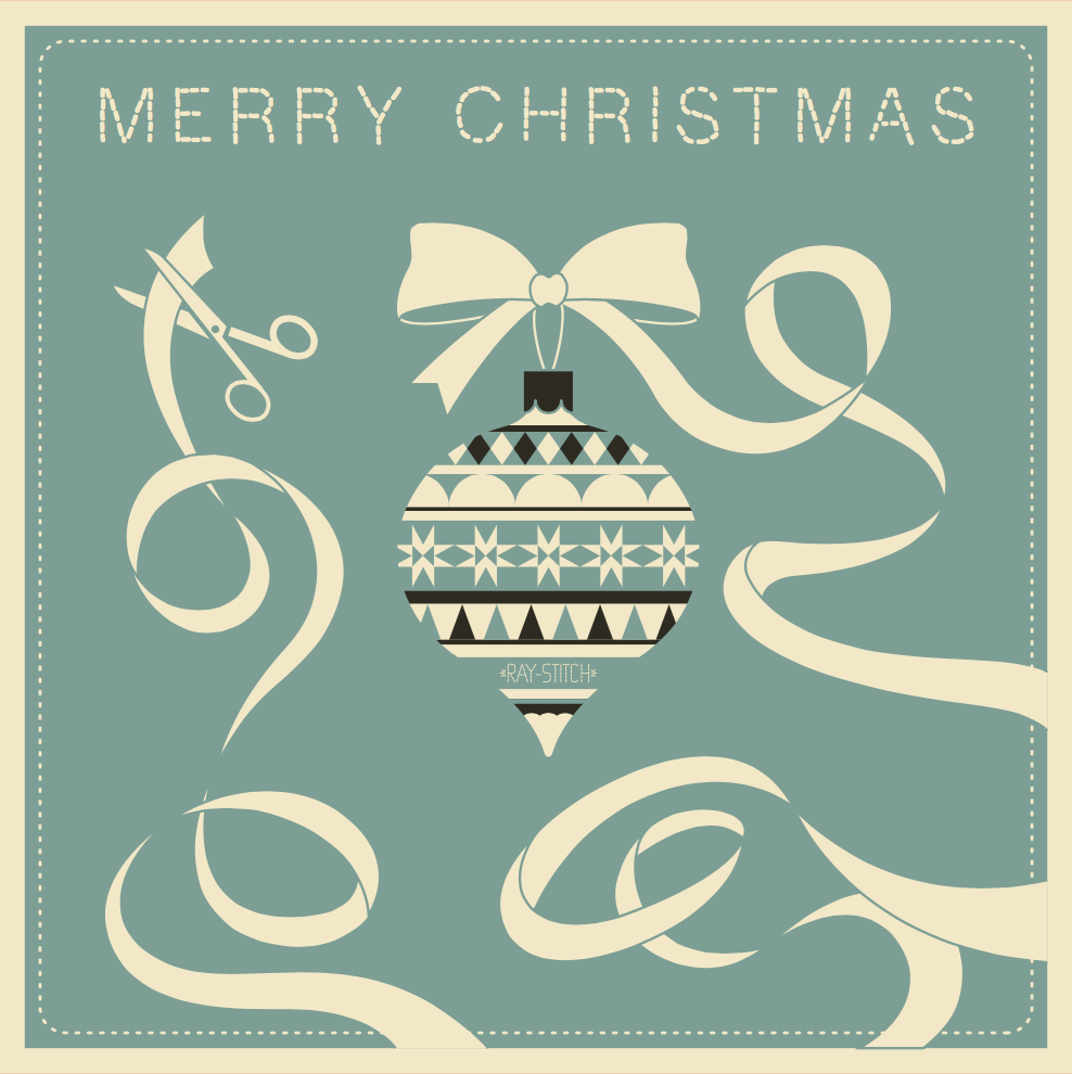Ray Stitch Christmas Card Set of Three