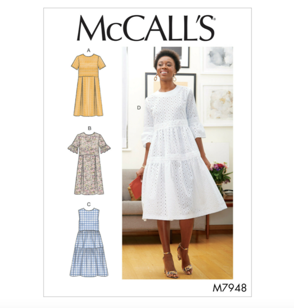 McCall s Women s Sewing Pattern M7948 Tiered or Pleated Dress Sewing Pattern Ray Stitch