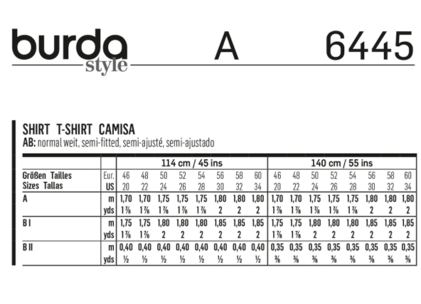 Burda 6445 - Plus Size T-Shirt