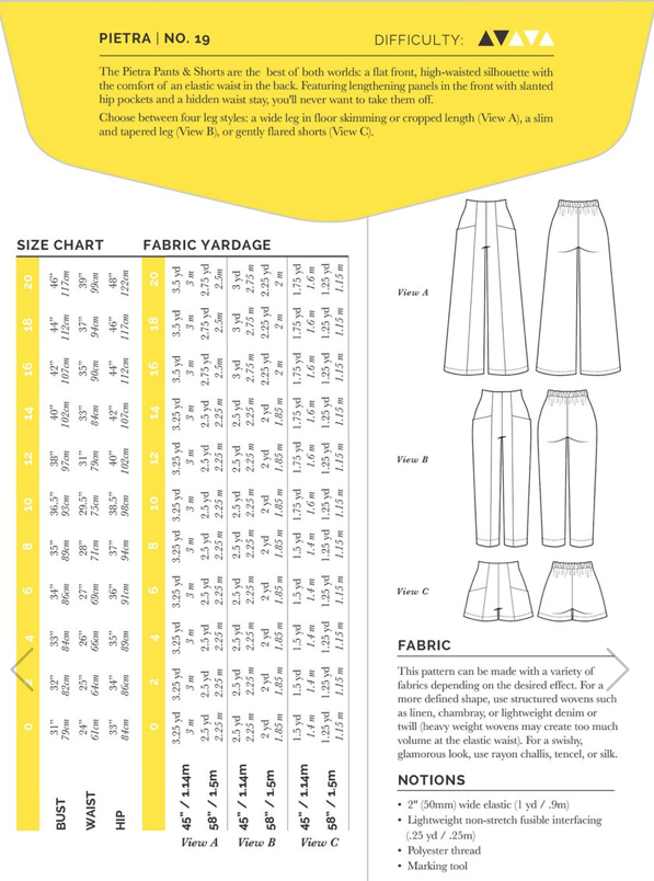 Closet Core Patterns - Pietra Pants and Shorts