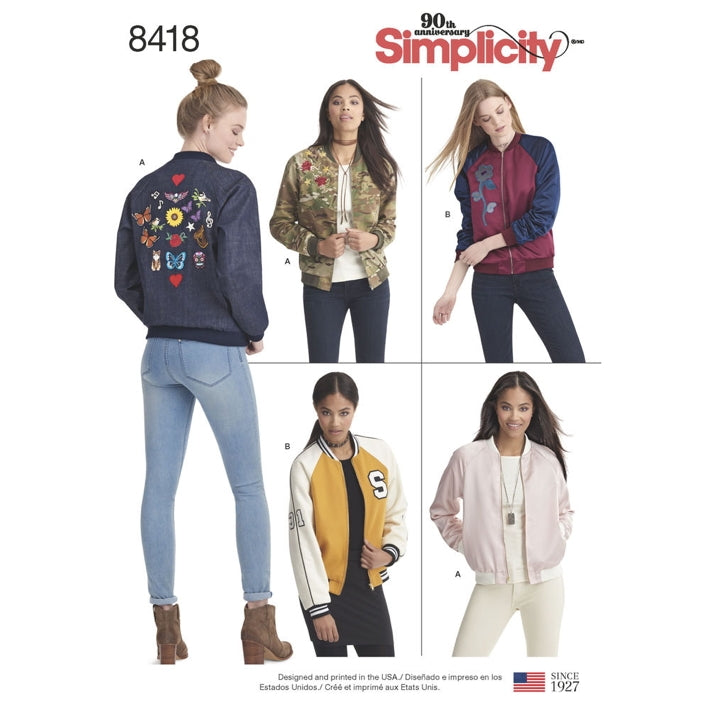 Simplicity 8418 - Zip-Up Bomber Jacket