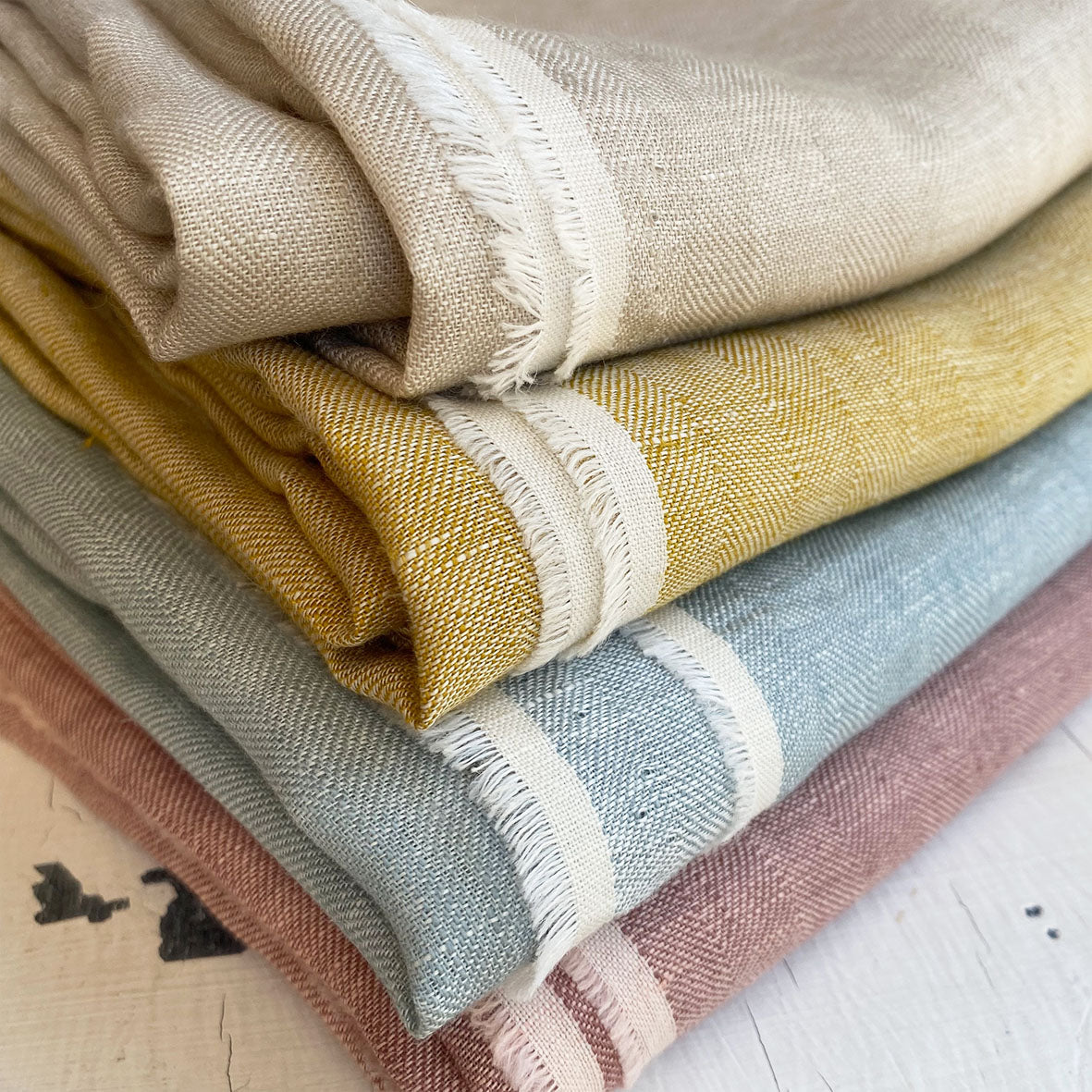 European Herringbone Linen - Dawn