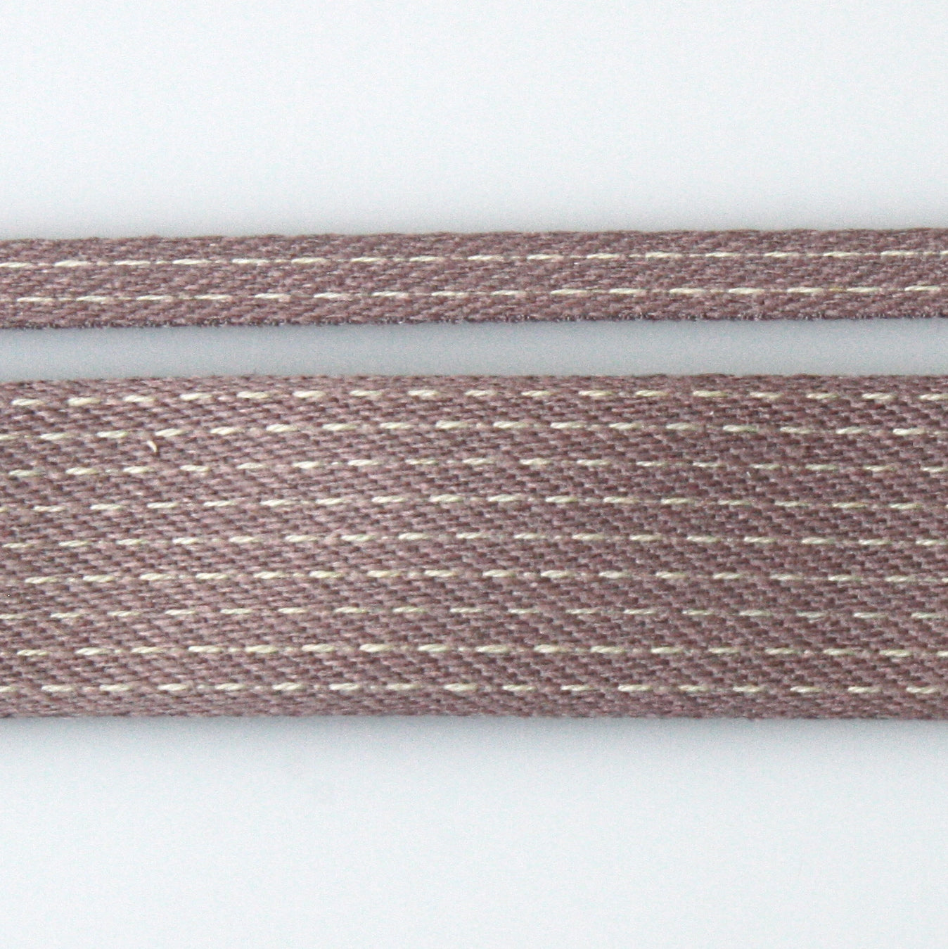 Stitched Cotton Tape - Mauve/Natural