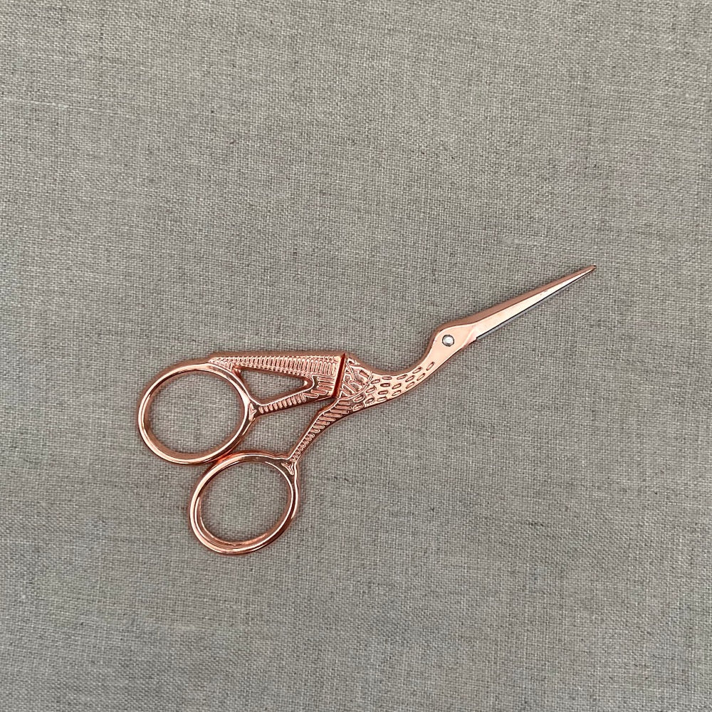 Rose Gold Stork Embroidery Scissors
