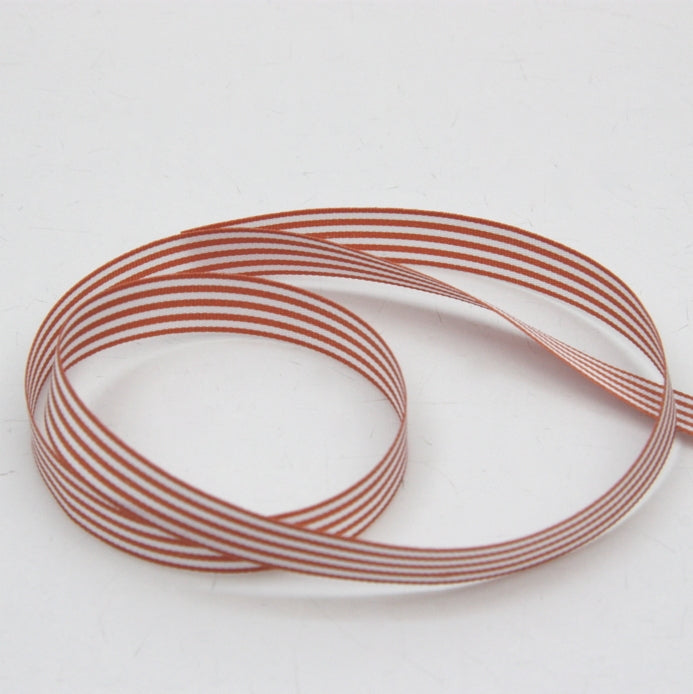 Candy Striped Ribbon 9mm - Copper