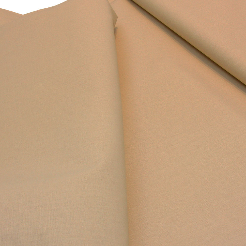 plain wide cotton fabric in tan