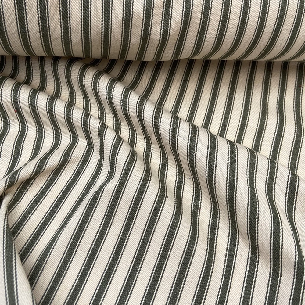 Cotton Ticking - Natural and Green