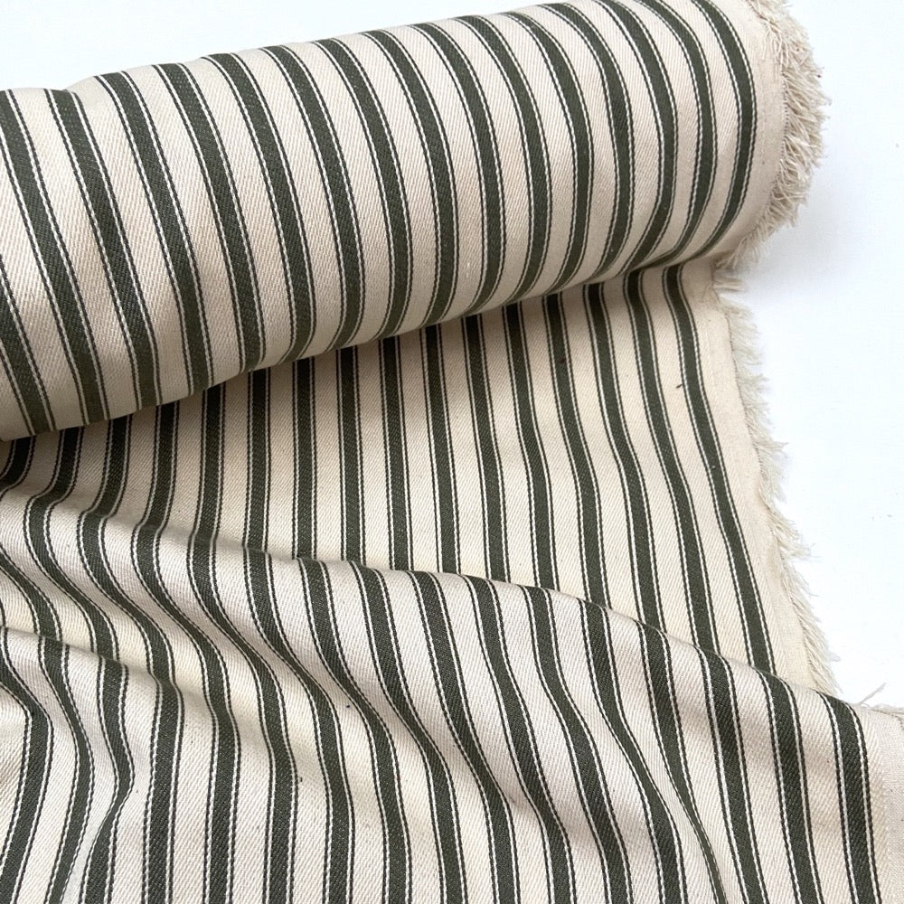 Cotton Ticking - Natural and Green