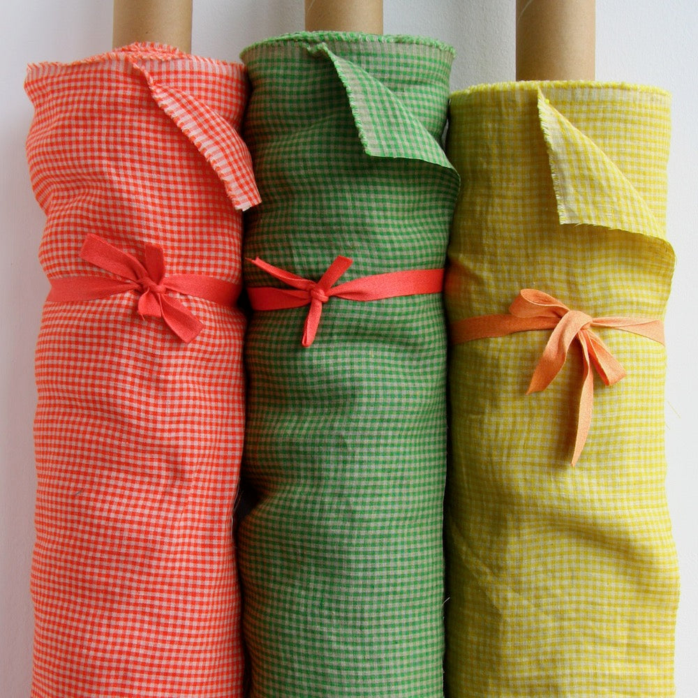 European Linen Mini-Gingham - Hot Coral