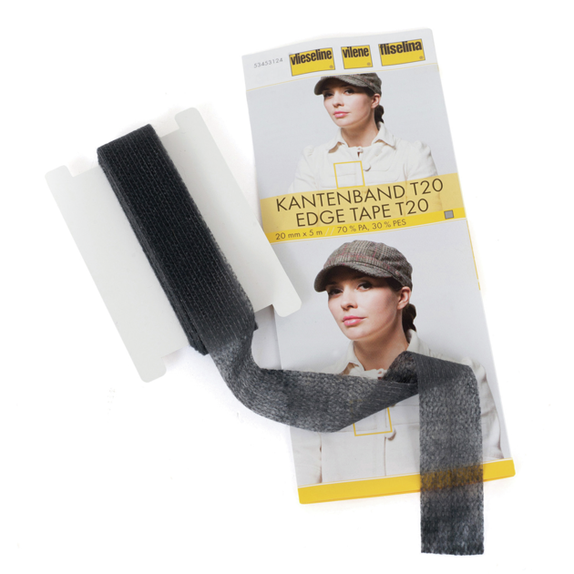 Vilene IronOn Edge Tape 5m Black 20mm Haberdashery Ray Stitch