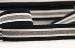 Striped Webbing 40mm - Black/Ecru/Grey