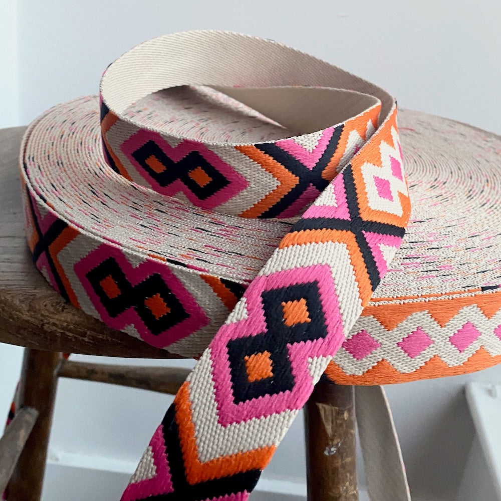 Aztec Webbing 38mm - Pink/Orange