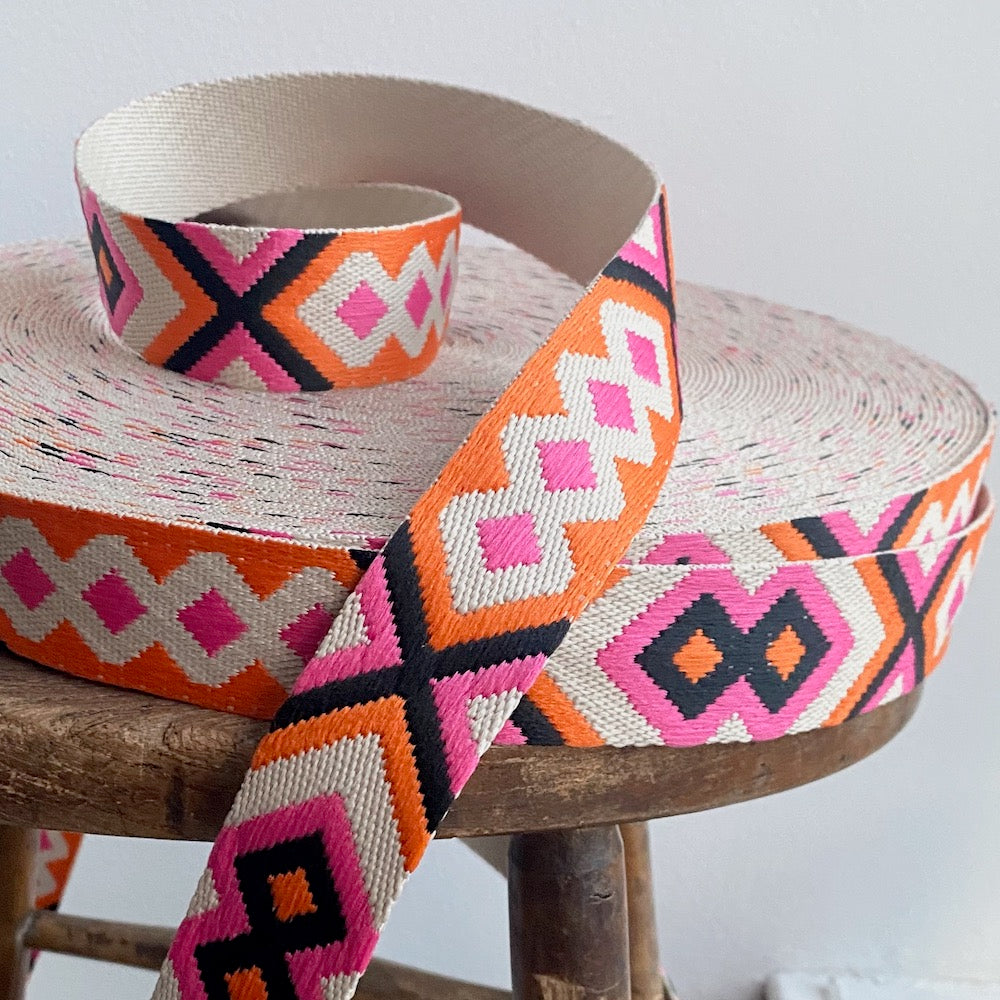 Aztec Webbing 38mm - Pink/Orange