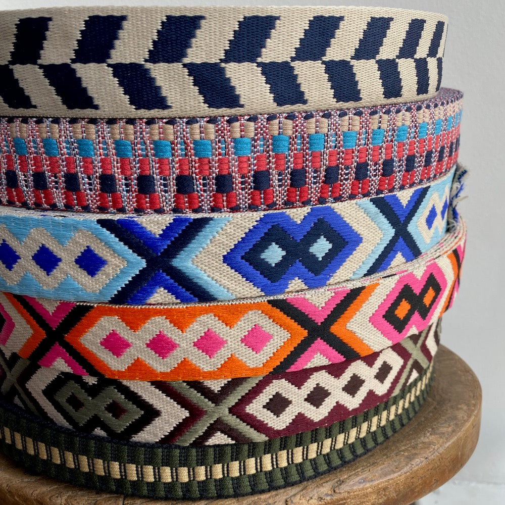 Aztec Webbing 38mm - Burgundy/Brown