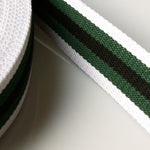 Stripe Strap Webbing 38mm - White/Green/Black Striped
