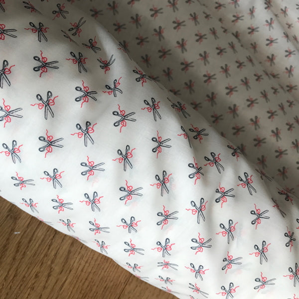 Haberdashery Cotton Lawn - White Scissors