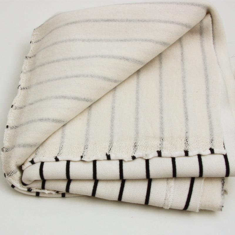 Organic Cotton Fleece - White With Black Stripes