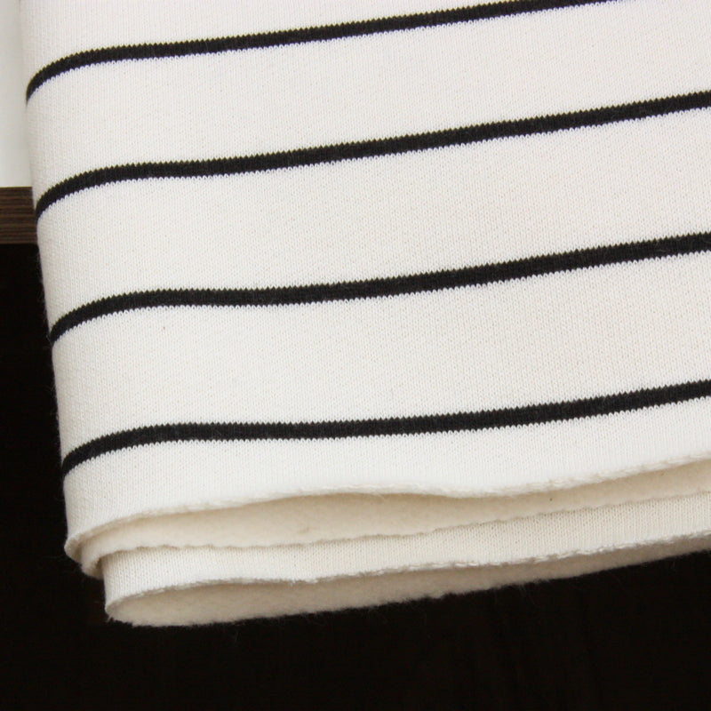Organic Cotton Fleece - White With Black Stripes