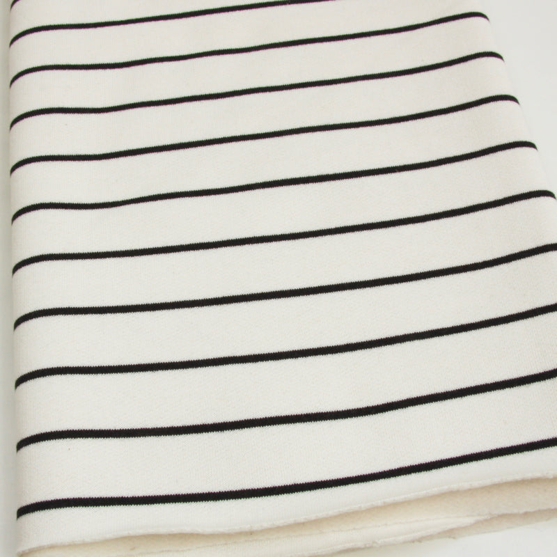 Organic Cotton Fleece - White With Black Stripes