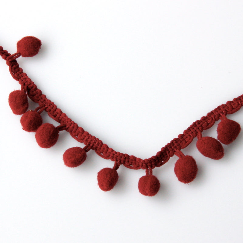 Pom Pom Edging 12mm - Wine