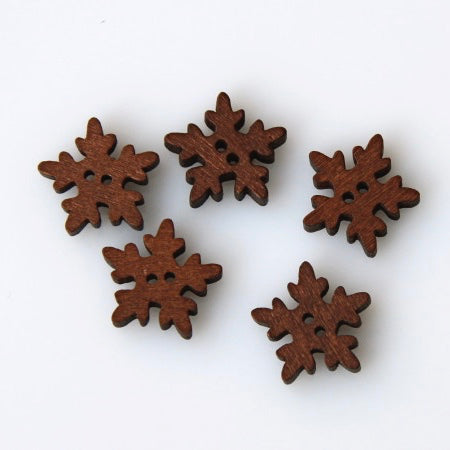 Christmas Wooden Snowflake Buttons - Oak