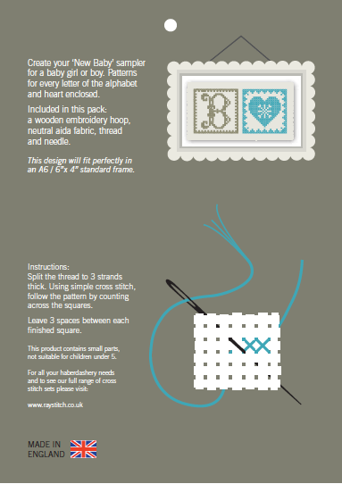 Ray Stitch 'New Baby' Cross Stitch Sampler Kit