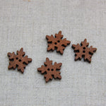 Christmas Buttons - Wooden Snowflake x 4