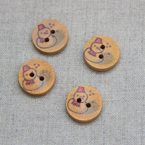 Christmas Buttons - Woody Snowman x 4