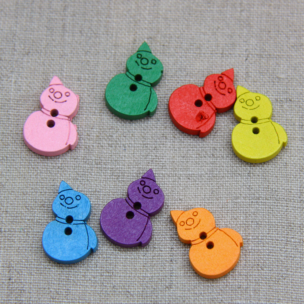 Christmas Buttons - Jolly Snowmen x 7