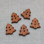Christmas Buttons - Wooden Tree x 5