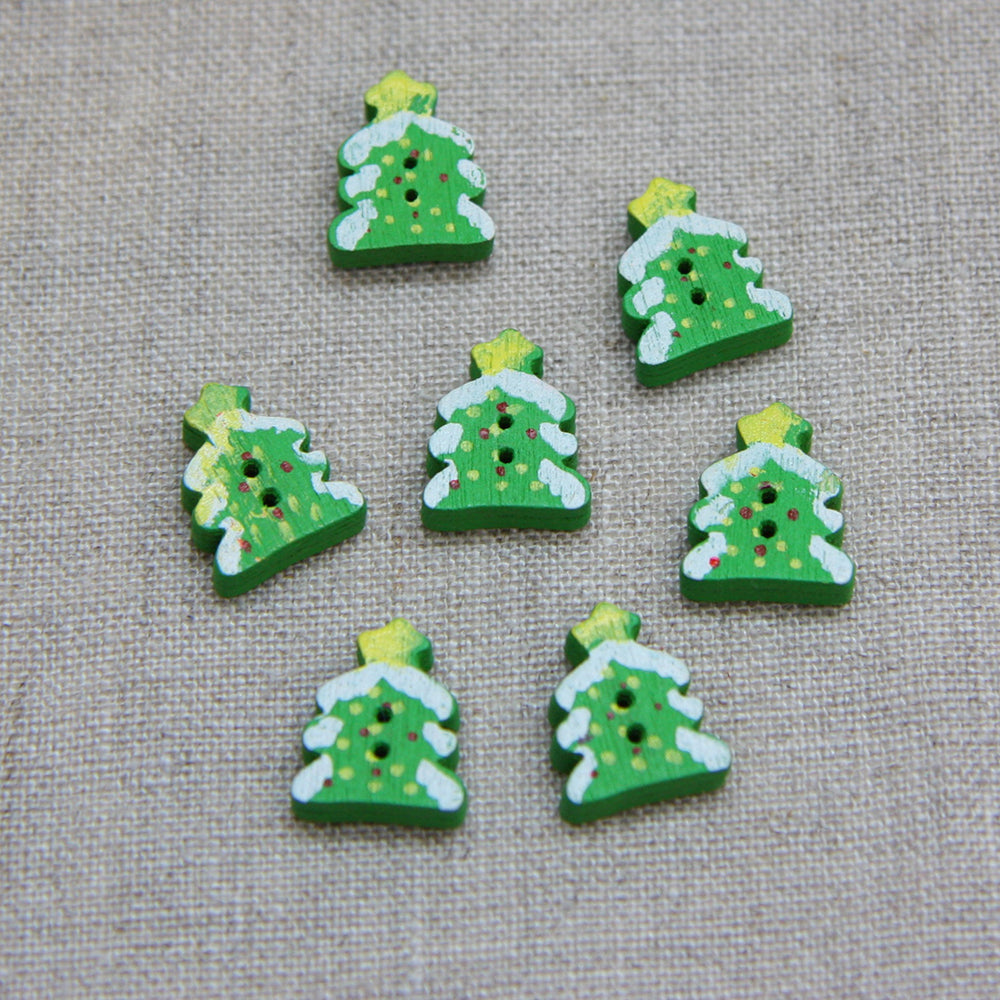 Christmas Buttons - Snowy Trees